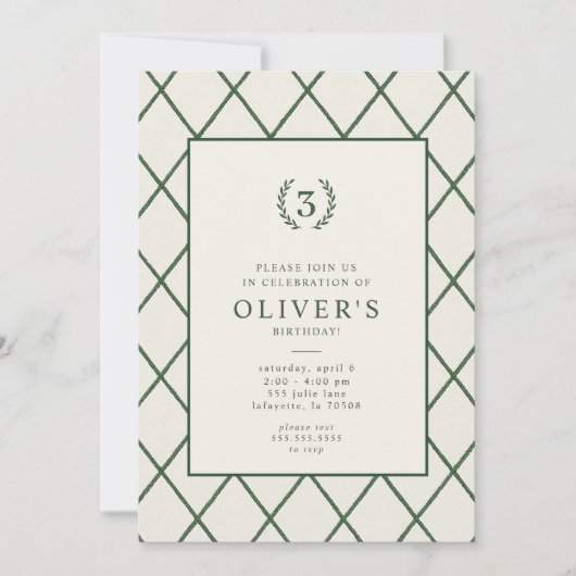 Klassieke Country Club verjaardagsfeest uitnodigin Kaart (Voorkant)