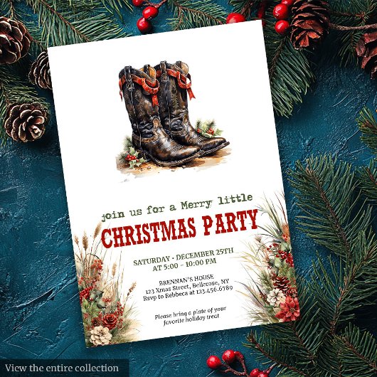 Klassieke Cowboy Country Kerst Uitnodiging