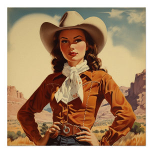 Klassieke Cowgirl Reverie: Wild West fluistert Perfect Poster