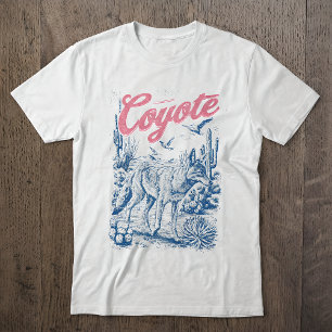 Klassieke Coyote Woestijn Scene Natuur Kunst T-shirt