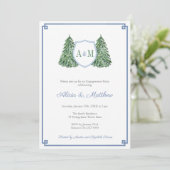 Klassieke Cozy Cabin Pset Monogram Engagement Part Kaart (Staand voorkant)