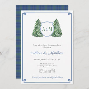 Klassieke Cozy Cabin Pset Monogram Engagement Part Kaart