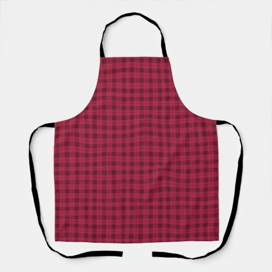 Klassieke Cranberry en Diep Maroon Buffalo Check Schort (Voorkant)