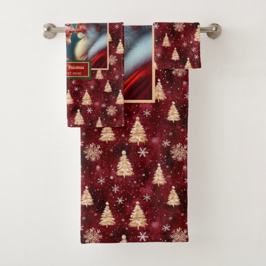 Klassieke Cranberry Red Gold Trees Badhanddoek Bad Handdoek (Insitu)