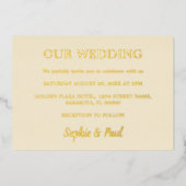 Klassieke Cream Bruiloft Gouden Folie Uitnodiging (Voorkant)