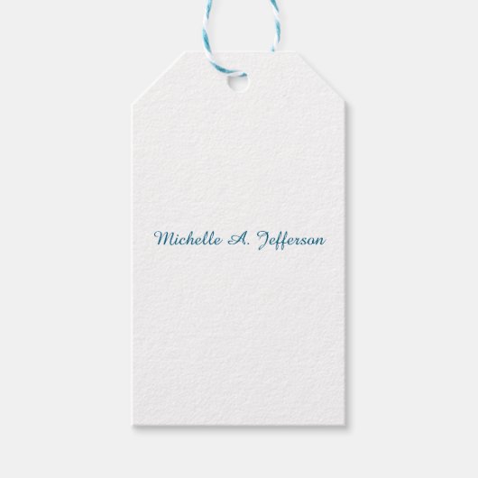 Klassieke Creatieve Trendy Witte Oceaan Blauw Cadeaulabel (Voorkant)