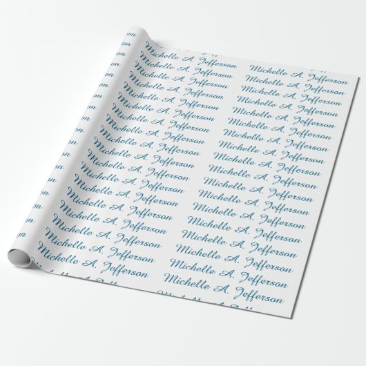 Klassieke Creatieve Trendy Witte Oceaan Blauw Cadeaupapier (Uitgerold)
