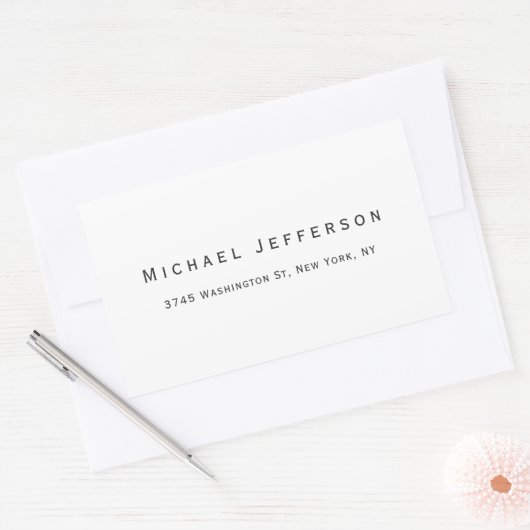 Klassieke Creatieve Trendy Zwart & Wit Minimalist Rechthoekige Sticker (Envelop)