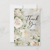 Klassieke Crème Bloemsalie Groene Bladeren Trouwen Bedankkaart (Voorkant)
