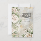 Klassieke Crème Bloemsalie Groene Bladeren Trouwen Bedankkaart (Achterkant)