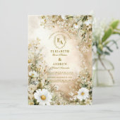 Klassieke Crème en Gouden Botanische Huwelijk Kaart (Staand voorkant)