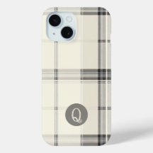 Klassieke Crème en Grijs Geruit Monogram Hoesje vo