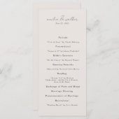 Klassieke crème en houtskool grijs bruiloft progra menu (Voorkant / Achterkant)