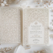 Klassieke Crème Kant Bruiloft Islamitische Kunsten Kaart