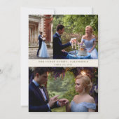 Klassieke Crème Olijfgroen Fotocollage Wedding Bedankkaart (Achterkant)