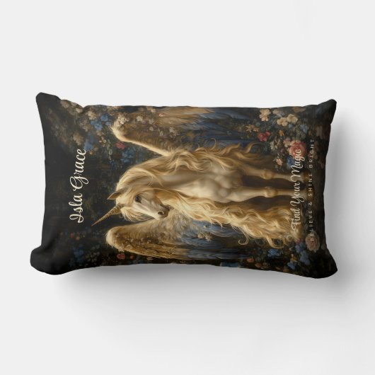 Klassieke Crème Pegasus Eenhoorn Bos Fantasie Kussen (Voorkant)