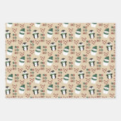 Klassieke Crème Rood & Groen Kerst Cuties Inpakpapier Vel (Voorkant 2)