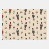 Klassieke Crème Rood & Groen Kerst Cuties Inpakpapier Vel (Voorkant)