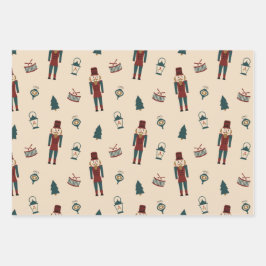 Klassieke Crème Rood & Groen Kerst Cuties Inpakpapier Vel