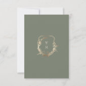 Klassieke Crème & Sage Monogram Goud Botanisch Mot RSVP Kaartje (Achterkant)