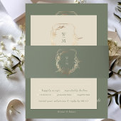 Klassieke Crème & Sage Monogram Gouden Crest Bruil Uitnodigingen Wikkel
