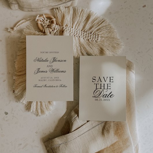 Klassieke Crème Zwarte Oude Geldige Trouwdag Save The Date