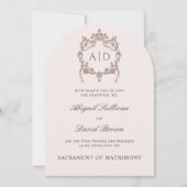 Klassieke  Crest Katholieke bruiloft uitnodiging (Voorkant)