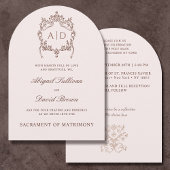 Klassieke  Crest Katholieke bruiloft uitnodiging