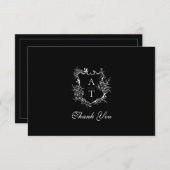 Klassieke Crest Monogram Bruiloft Dank u Kaart (Voorkant / Achterkant)