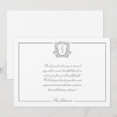 Klassieke Crest Monogram zwart White Hartelijk dan Bedankkaart (Voorkant / Achterkant)