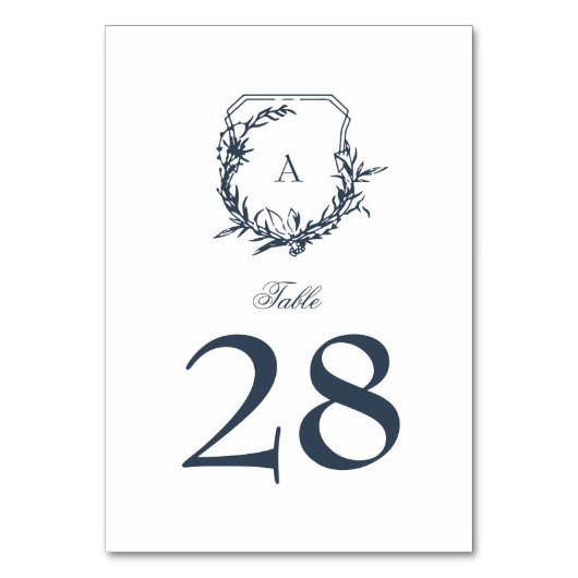 Klassieke Crest Navy Blue Monogram zitgrafiek Kaart (Voorkant)