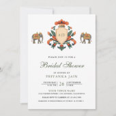 Klassieke Crest Royal Elephant Indiase Bruiloft Kaart (Voorkant)