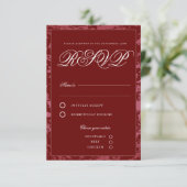 Klassieke Crimson Red Blush Tone Textuur Elegant RSVP Kaartje (Staand voorkant)