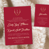 Klassieke Crimson Red Gold Monogrammed Elegant Kaart