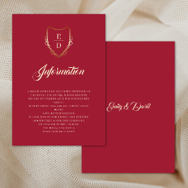 Klassieke Crimson Red Golden Monogram Luxe Informatiekaartje