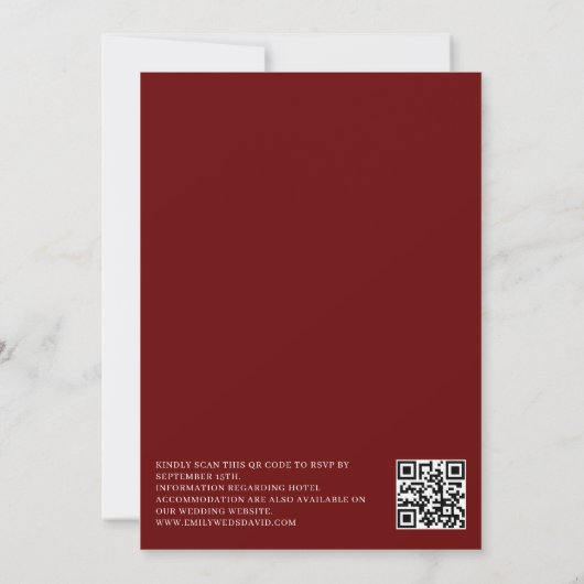 Klassieke Crimson Red minimalistische QR-code Kaart (Achterkant)
