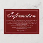 Klassieke Crimson Red Plain Elegant Informatiekaartje (Voorkant)