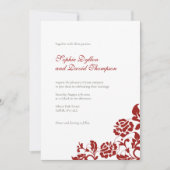 Klassieke Crimson Red Rose Lace Pattern Weddenscha Kaart (Voorkant)