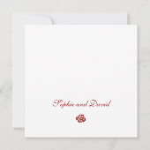 Klassieke Crimson Red Rose Lace Square Weddenschap Kaart (Achterkant)