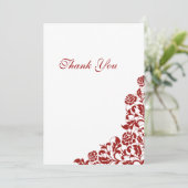 Klassieke Crimson Red Rose Wedding Bedankkaart (Staand voorkant)