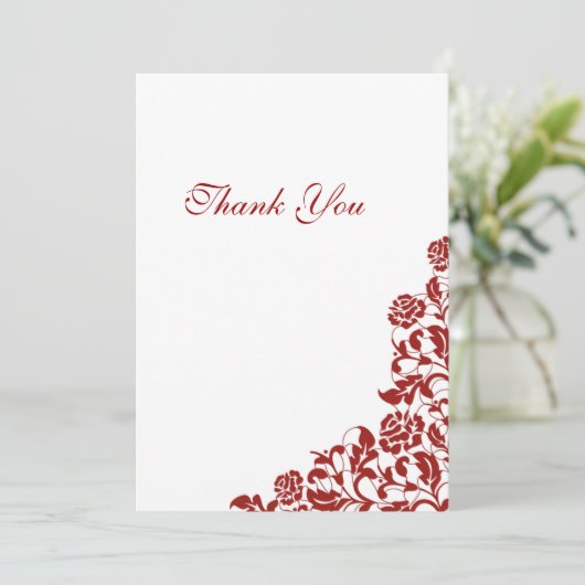 Klassieke Crimson Red Rose Wedding Bedankkaart (Staand voorkant)