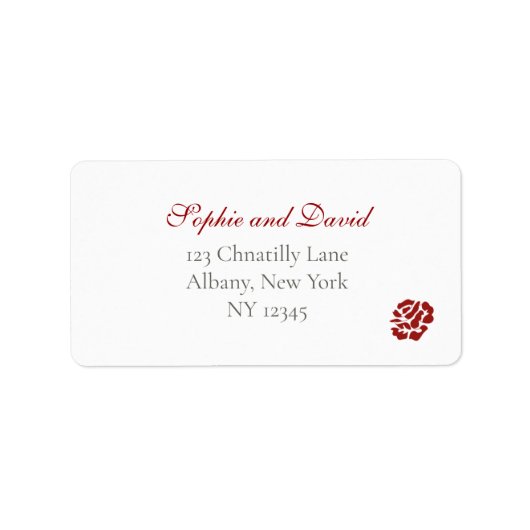Klassieke Crimson Red Rose Wedding Etiket (Voorkant)