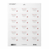 Klassieke Crimson Red Rose Wedding Etiket (Full Sheet)