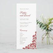 Klassieke Crimson Red Rose Wedding Programmakaart (Staand voorkant)