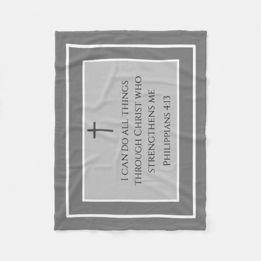 Klassieke crossscripties Philippians 4:13 Grijs Fleece Deken (Voorkant)