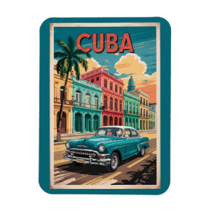 Klassieke Cubaanse Auto Illustratie Reis Kunst Vin Magneet