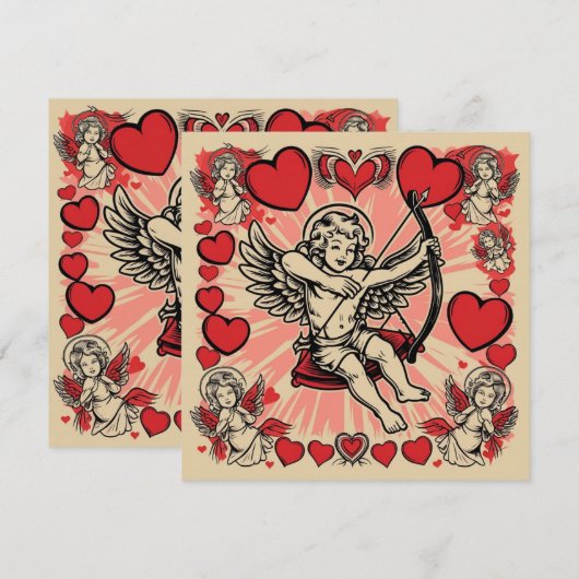 Klassieke cupido liefde kaart (Voorkant / Achterkant)