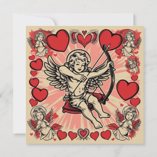 Klassieke cupido liefde kaart (Achterkant)