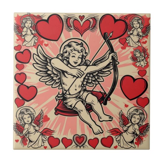 Klassieke cupido liefde tegeltje (Voorkant)