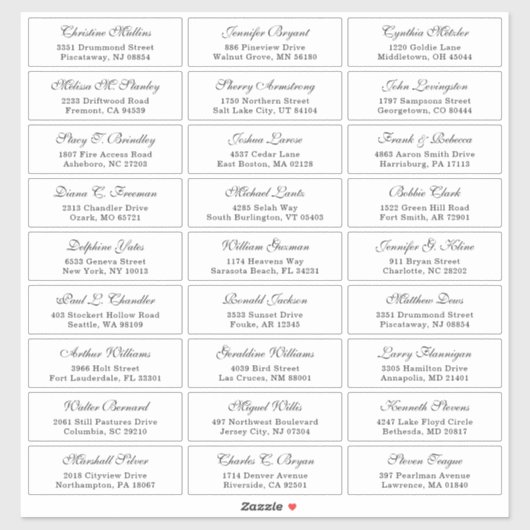 Klassieke Cursieve Font Weddenschap Gast Adres Lab Sticker (Vel)